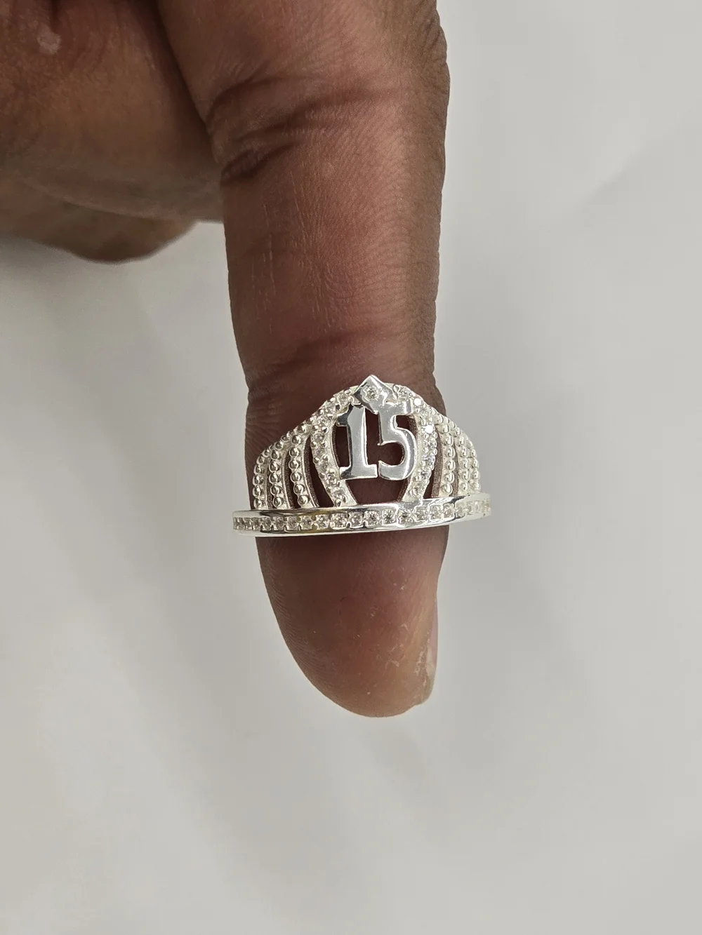 925 Sterling Silver Quincenera Croen Ring For Women